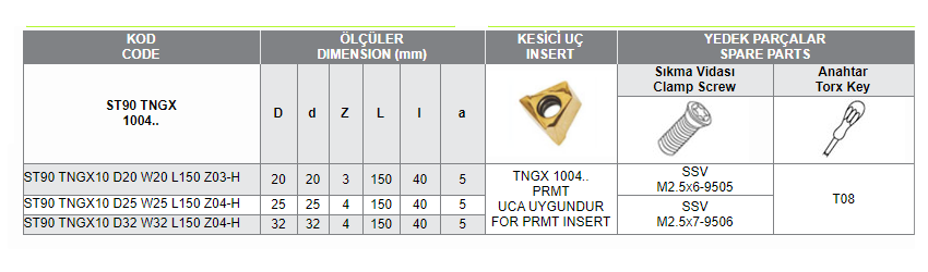 ST90 TNGX-1004 Uca Uygun Saplı Tarama